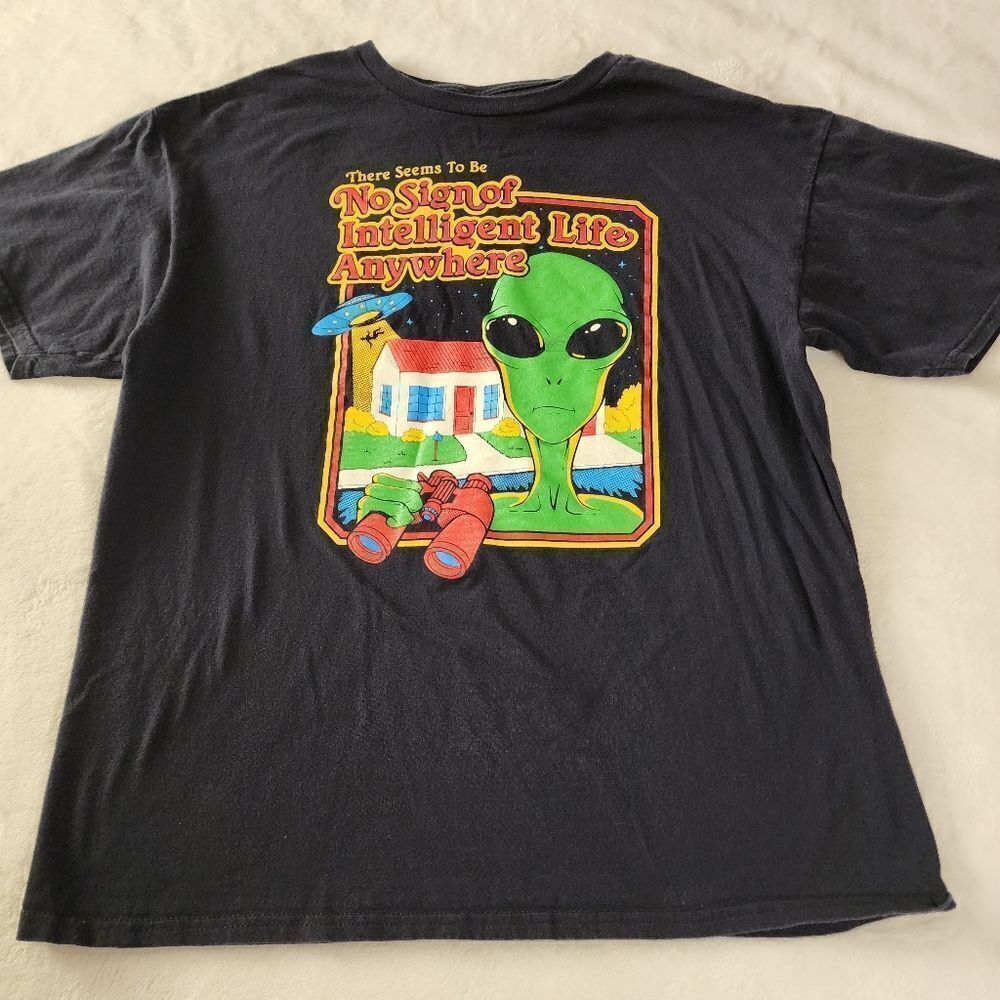 DOM There Seems To Be No Intelligent Life Anywhere Graphic Black Tshirt Large